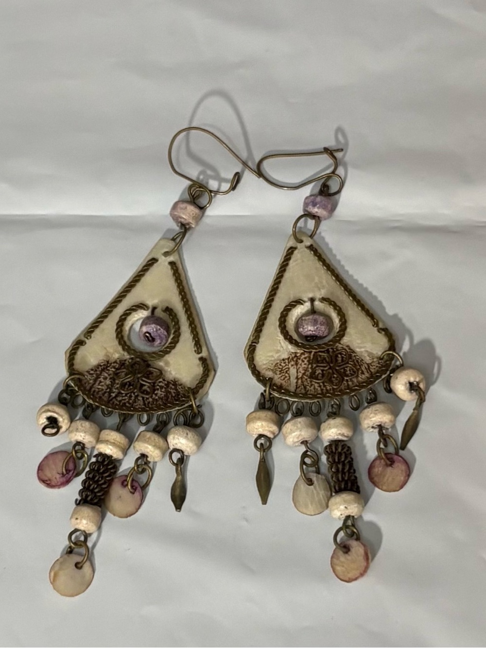 Vintage Boho Tribal Style Handcrafted Natural Dangling Earrings